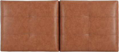 Christopher Knight Home Lanister Faux Leather Upholstered Storage Ottoman Bench, Wooden Rectangular Ottoman with Storage, Living Room Ottoman Coffee Table, Sofa Footstool, Tan Brown