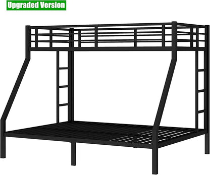 Stronger & Higher Quality Heavy Duty Steel Bunk Bed Twin XL Over Queen Size Bunkbed, Thickened Safer More Stable Metal Queen Bunk Bed Frame (Faster Assembly) (Twin XL Over Queen)