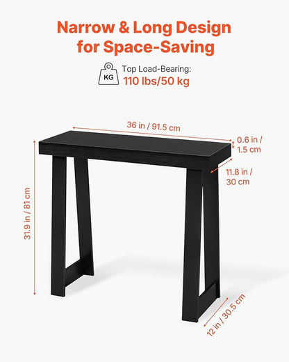 VEVOR 36 in Console Table, Modern Desk Behind The Couch, Wooden Rectangle Entrance Desk, Narrow Long Sofa Table Accent Stand, Ideal for Hallway, Bedroom, Living Room, Foyer, Easy Assembly, Black