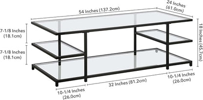 Henn&Hart 54" Wide Rectangular Coffee Table in Blackened Bronze, for Home, Living Room, Bedroom, Entertainment Room, Office