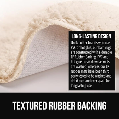 GORILLA GRIP Ultra Soft Plush Bathroom Rugs with Textured Rubber Backing, Absorbent Quick Dry Bath Mat, Machine Washable Shower Mats, Home Décor Accessories Bathmat Rug Essentials, 30 x 18 Ivory
