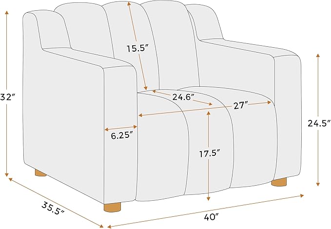 VANOMi Oversized Accent Chair, Modern Living Room Chairs, Comfy Boucle Fabric Upholstered Armchair for Bedroom, Office, Waiting Room (Curry)