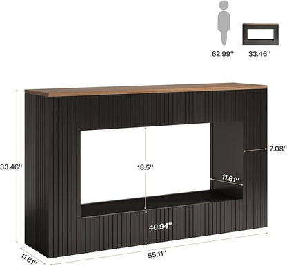 Tribesigns 55" Entryway Table, Modern Console Table with 2-Tier Storage, Narrow Sofa Furniture for Living Room, Entrance, Hallway, Black