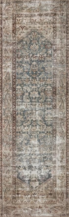 Loloi Amber Lewis Georgie Collection GER-04 Teal/Antique 2'-6" x 12'-0", .19" Pile Height, Runner Rug