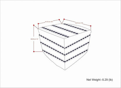 SIMPLIHOME Corrie Boho Square Woven Outdoor/ Indoor Pouf in Navy and White Recycled PET Polyester for the Living Room, Bedroom and Kids Room