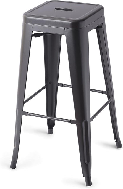 Amazon Basics Metal Bar Stools - 30-Inch, Set of 4, Black
