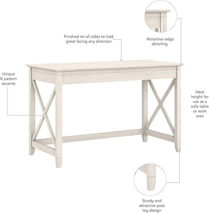 Bush Furniture Key West 48W Writing Desk in Linen White Oak