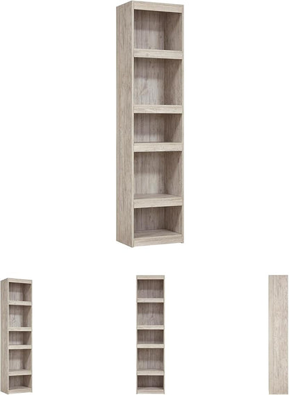 Signature Design by Ashley Willowton Coastal Entertainment Center Pier Bookcase with 3 Adjustable Shelves, Whitewash