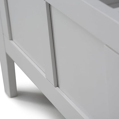 SIMPLIHOME Brooklyn Entryway Storage Bench - 48 inch Wide Solid Wood Storage Seat in White, Contemporary Bench for Entryway or Living Room with Lift-Up Lid and Slatted Backrest
