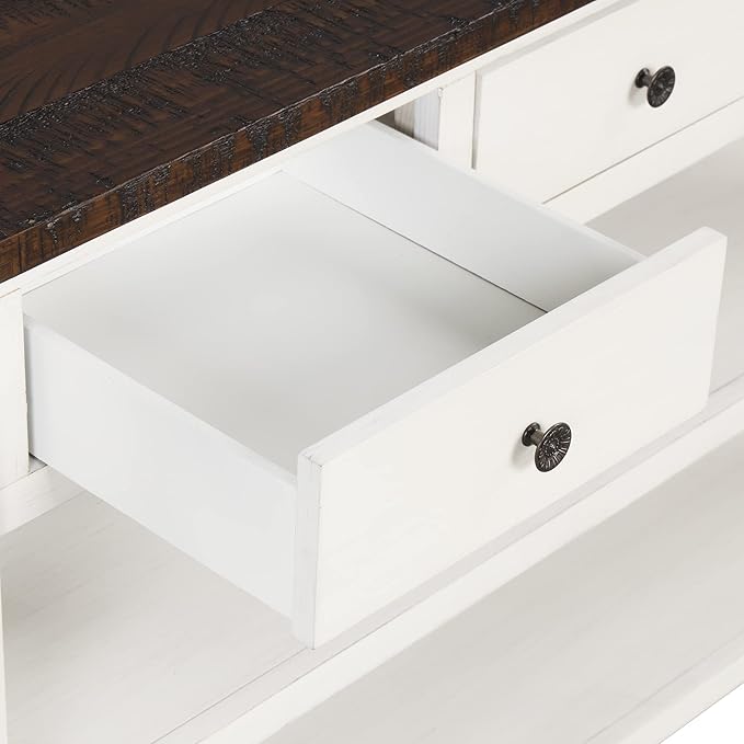 LKTART Solid Wood Console Table,Sofa Table with Storage Drawers and Bottom Shelf,Entryway Table for Entry Hallway Foyer Sofa Couch Table,Easy Assembled (48.8" Antique White)