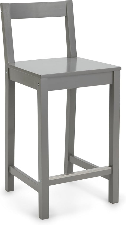 Amazon Basics Wooden Bar Stool with Backrest 24", Grey, 1 Unit