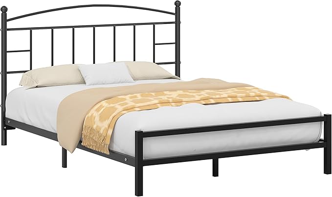 VECELO Metal Queen Size Headboard, Arching Lines Design - 42.91 Inches Tall, Easy to Assembly,Modern Farmhouse Style Steel Headboard Only for Bedroom - Black