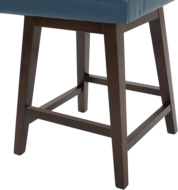 CHITA Counter Height Swivel Bar Stools Set of 4, FSC Certified Upholstered Faux Leather Barstool Chairs with Back, 26.8" H Seat Height, PU Leather in Dark Blue
