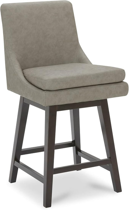 CHITA Counter Height Swivel Barstool, FSC Certified Upholstered Bar Stool, 26.8" H Seat Height, PU Leather in Stone Gray