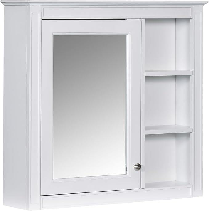 Bathroom Wall Cabinet with Mirror, 30'' x 28'' Medicine Cabinet with Mirror Door and Adjustable Shelves, Over Toilet Storage Cabinet, Wall-Mounted Bathroom Mirrors for Over Sink with Storage