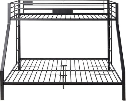 DOONREXS Industrial Style Heavy Duty Metal Queen Bunk Bed, Full XL Over Queen Size with Ladders and Guard Rail, Easy Assembly