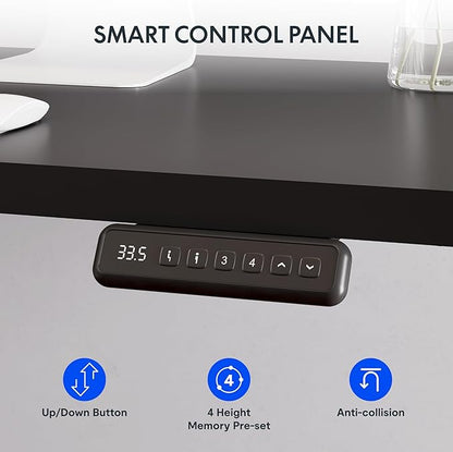 FLEXISPOT L Shaped Standing Desk, 63 x 47 Inch Electric Height Adjustable Corner Desk, Sit Stand Computer Workstation, Preset Controller, Home Office, Black Frame with Black Top