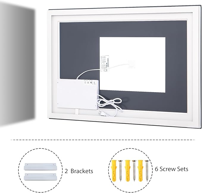 VooBang Bathroom Mirror with Lights 36 x 55 inches - 3 Adjustable Lighting Modes LED Bathroom Vanity Mirror, Anti-Fog, Memory Function, Tempered Glass, Wall Mounted Horizontally Vertically