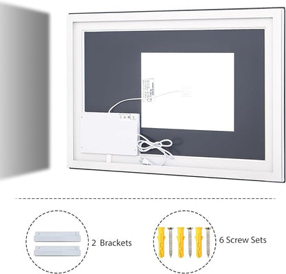 VooBang Bathroom Mirror with Lights 40 x 40 inches - 3 Adjustable Lighting Modes LED Bathroom Vanity Mirror, Anti-Fog, Memory Function, Tempered Glass, Wall Mounted Horizontally Vertically