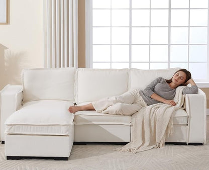 EALSON 67" Loveseat Sofa Modern Love Seat Sofa Comfy Linen Fabric Upholstered Cloud Couches Mid Century Modular 2-Seater Sectional Couch with Throw Pillows for Bedroom/Living Room/Apartment, White