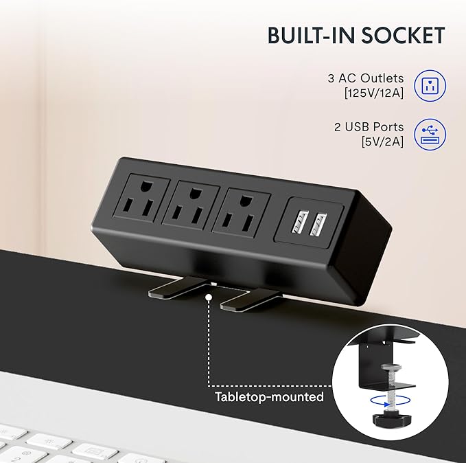 FLEXISPOT EN2 Whole-Piece Standing Desk with Clamp Power Strip, 48 x 24'' Electric Stand Up Height Adjustable Desk with Cable Management (Gray Frame + 48" Black Desktop, 2 Packages)