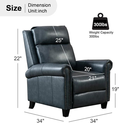 CANMOV Leather Recliner Chair Set of 2, Classic and Traditional Push Back Recliner Chair with Comfortable Arms and Back for Living Room Bedroom Adjustable Single Sofa,Navy Blue