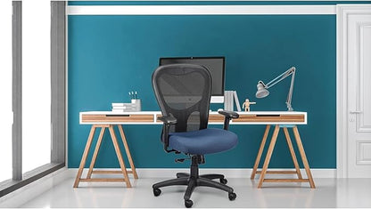 Tempur-Pedic TP9000C Mesh Swivel Task Chair with Tempur Material, Cooling Gel Layer, Adjustable Armrests, and Lumbar Support, Navy