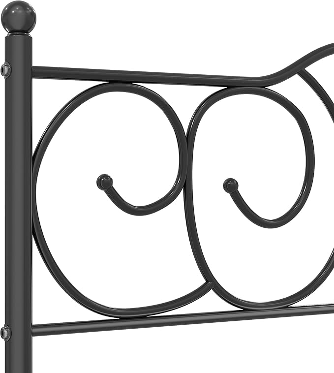 VECELO Metal Full Size Headboard, Heavy Duty Curved Headboard Only Height Adjustable, Easy to Assembly, Farmhouse Victorian Style for Bedroom - Black, Full