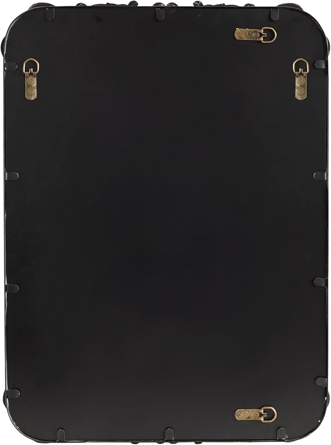 Kate and Laurel Traditional Rounded Rectangle Ornate Mirror; 20 x 27; Black; Ornamental Round Rectangular Classic Framed Wall Mirror for Bathroom Vanity or Fireplace Mantel