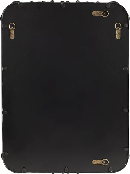 Kate and Laurel Traditional Rounded Rectangle Ornate Mirror; 20 x 27; Black; Ornamental Round Rectangular Classic Framed Wall Mirror for Bathroom Vanity or Fireplace Mantel