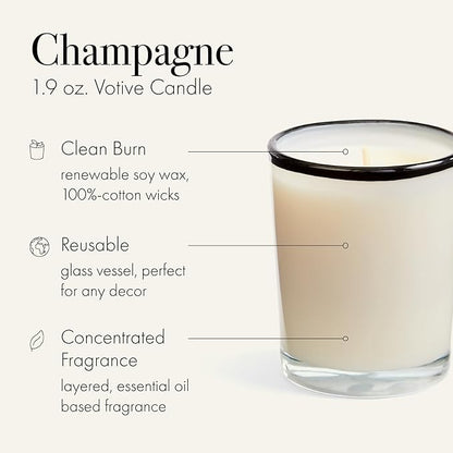 LAFCO New York Votive Candle, Champagne - 1.9 oz - 20-Hour Burn Time - Reusable Glass Vessel - Made in The USA