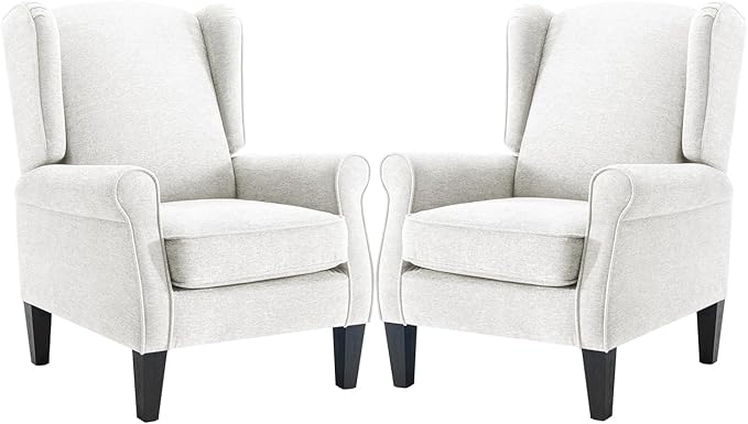 Accent Chair for Living Room Set of 2, High Back Reading Armchairs with Removable Seat Cushion, Mid-Century Single Couch in Fabric, Modern Ergonomic Wingback Chair for Bedroom,Club, Balcony