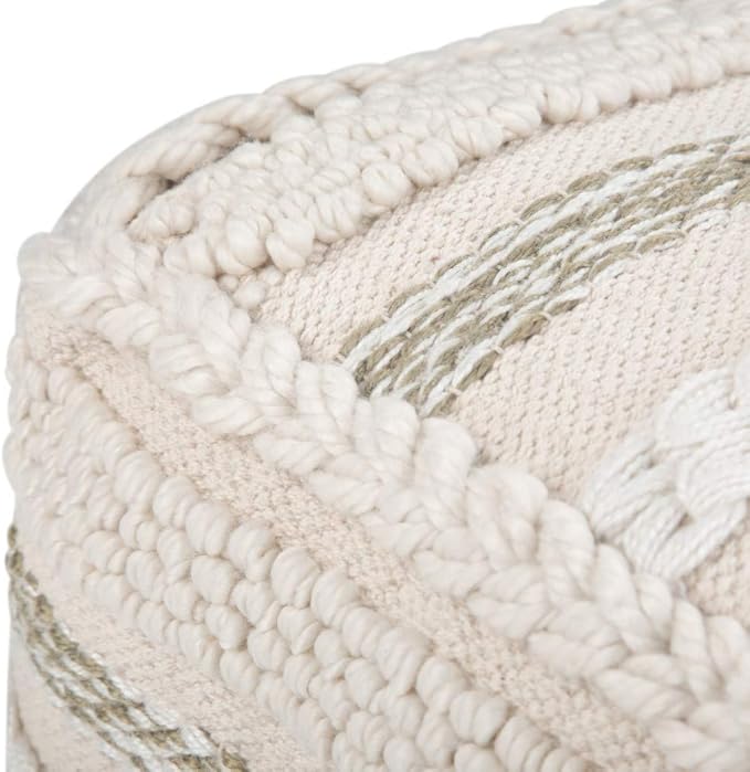 SIMPLIHOME Sommer Boho Square Pouf in Natural Handloom Woven Pattern for the Living Room, Bedroom and Kids Room