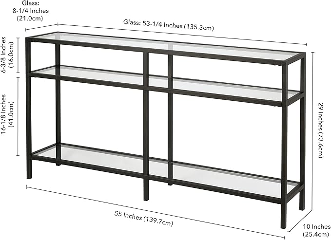 Henn&Hart 55" Wide Rectangular Console Table in Blackened Bronze, Entryway Table, Accent Table for Living Room, Hallway