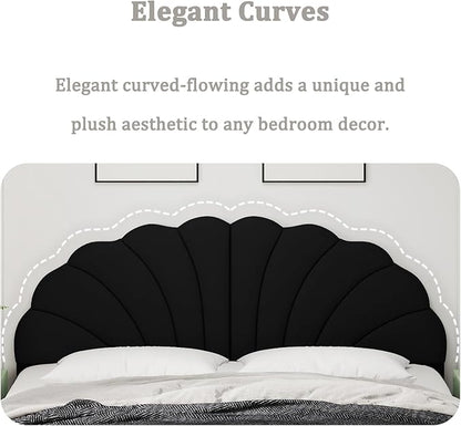 King Size Headboard Only, Petal Wall Mount Headboard King/California King Size for Adjustable Bed Velvet Upholstered Head Board Easy Assembly, Black