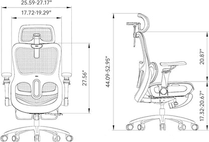 Hbada P2 Ultra Ergonomic Office Chair, Office Chair with 5D Lumbar Support, Mesh Ergonomic Chair with 6D Arms & 4D Headrest, 140° Stepless Tilt Function, White