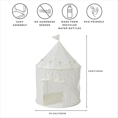 3 Sprouts Kids Play Tent - Sustainable Recycled Fabric – Fun Spacious Childs Playhouse for Indoor Games for Boys & Girls - Durable Fort Pop Up House for Toddlers & Children Age 3-10 - Blueberry Ivory
