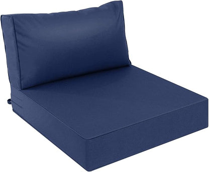 AAAAAcessories Outdoor Deep Seat Cushions, Waterproof, Fade-Resistant Patio Furniture Replacement Cushions, 24" x 24" x 5" + 24" x 13.5", Navy Blue