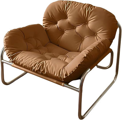 Thick Cushioned Recliner Sofa, Lazy Chair with Upholstery and Footrest, for Living Room, Bedroom, Dorm Brown A