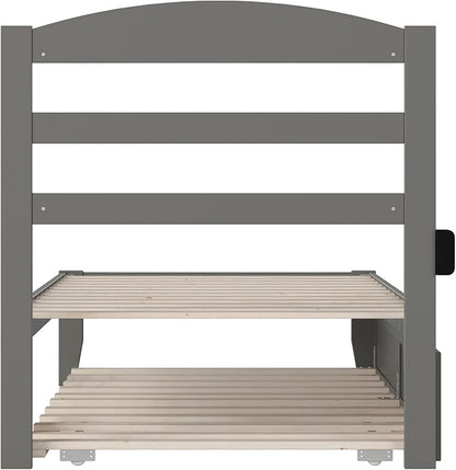 AFI, Warren Twin Platform Bed with Twin Trundle, Grey