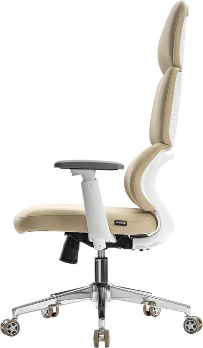 EUREKA ERGONOMIC Remi High Back Office Chair, PU Leather Office Chair with Wheels, Leather Desk Chair, Executive Office Chair Comfy for Home & Office, Beige