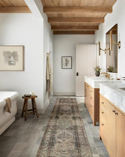 Loloi Amber Lewis Billie Collection, Clay & Sage 7'-6" x 9'-6" Area Rug – Antique & Distressed Accent Rugs for Living Room, Bedroom, Entryway & Hallway, No Shed High Traffic Area Home Decor Rug
