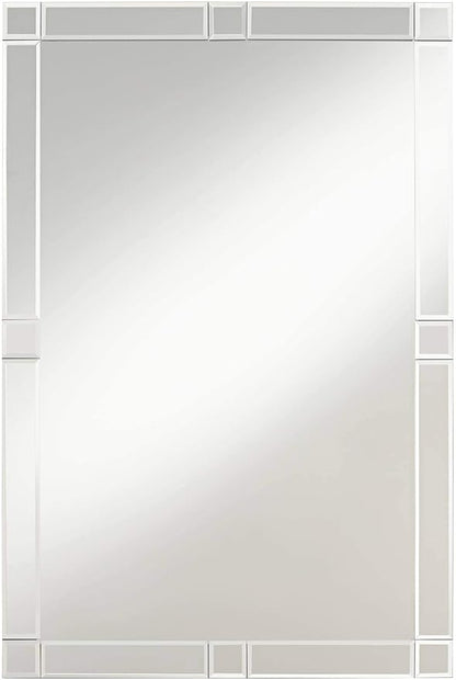 Possini Euro Design Cecili Rectangular Vanity Decorative Wall Mirror Modern Beveled Glass Clear Mirrored Tile Edges Frame 23 1/2" Wide for Bathroom Bedroom Living Room Office Entryway House Hallway