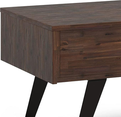 SIMPLIHOME Lowry Lift Top Coffee Table - 48 inch Wide Solid Acacia Wood and Metal Living Room Table in Distressed Charcoal Brown, Modern Industrial Cocktail Table with Hidden Storage and Open Shelf