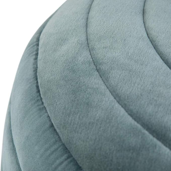 SIMPLIHOME Vivienne Boho Round Pouf in Turquoise Velvet Fabric for the Living Room, Bedroom and Kids Room
