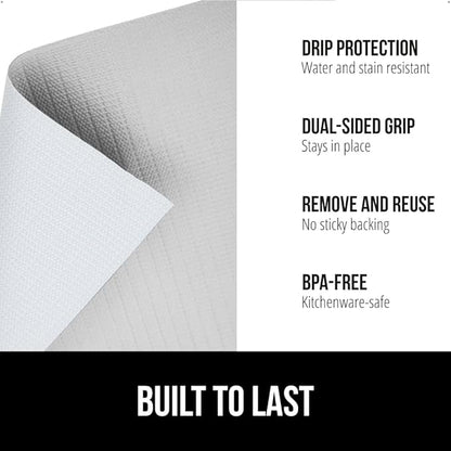 GORILLA GRIP DripGuard Shelf Liner, Non Adhesive Drawer and Kitchen Cabinet Protector, 20x240 Inch, Slip Resistant BPA Free Smooth Surface Plastic Liners for Cabinets, Bathrooms, Closets, Light Gray