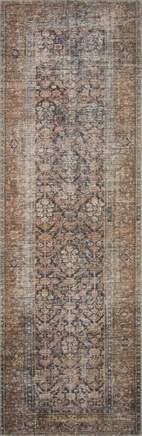 Loloi Amber Lewis Billie Collection, Ink & Salmon 8'-6" x 11'-6" Area Rug – Antique & Distressed Accent Rugs for Living Room, Bedroom, Entryway & Hallway, No Shed High Traffic Area Home Decor Rug