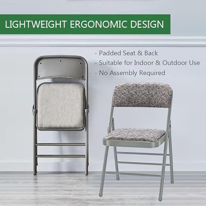 Amazing for less Pack of 2 (Fabric/Vinyl) Steel Frame Metal Foam Padded Folding Chairs (Black, Gray, White) (2-Pack - Fabric Gray)