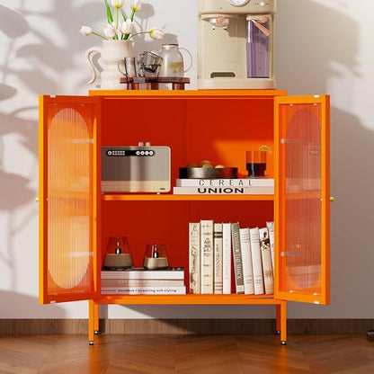 Metal Storage Cabinets, Modern Accent Cabinet with 2 Acrylic Doors, Sideboards with Adjustable Shelf and high feet, Entryway Storage Cabinet for Home, Office, Living Room,Sideboard, Hallway