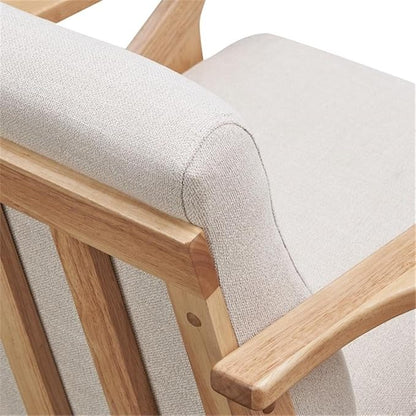 Zola Mid Century Modern Accent Chair Arm Chair, Living Room Furniture, Beige/Oak